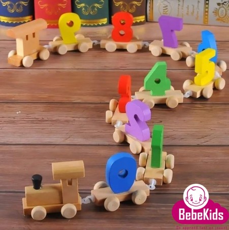 jouets jeux Tunisie Train chiffres PM en bois - Véhicules - 29 TND - BebeKids