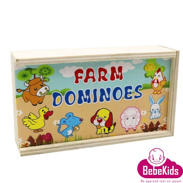 jouets jeux Tunisie Dominos animaux de ferme en bois - 1an-3ans - 12 TND - BebeKids