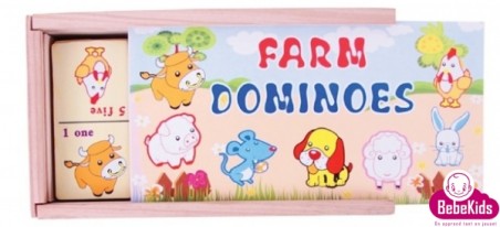 jouets jeux Tunisie Dominos animaux de ferme en bois - 1an-3ans - 12 TND - BebeKids