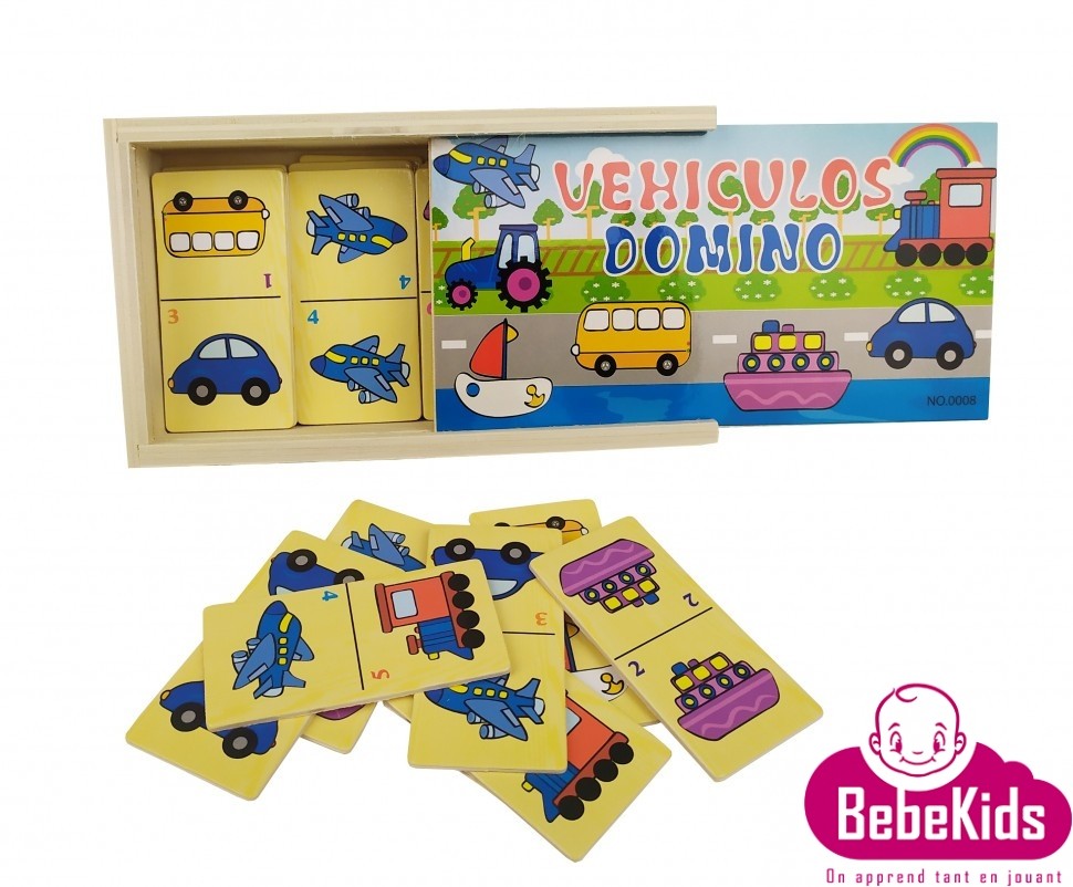 jouets jeux Tunisie Dominos moyen de transport en bois - 1an-3ans - 12 TND - BebeKids