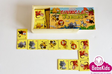 jouets jeux Tunisie Dominos animaux en bois - 1an-3ans - 12 TND - BebeKids