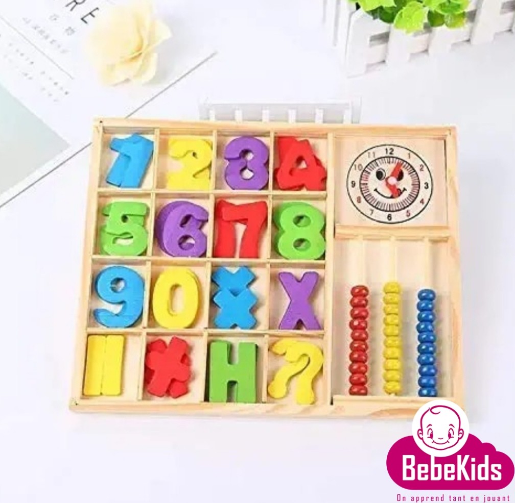 pour la motricité de votre enfant à partir de 3 ans Habba-Babba Jouet pour le calcul Montessori en bois apprendre les nombres avec des barres de calcul multicolores / nature 